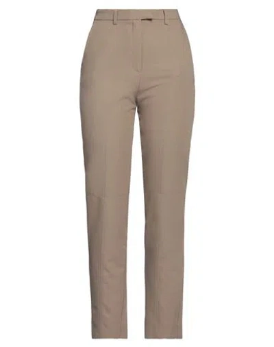 Manila Grace Woman Pants Khaki Size 10 Polyester, Viscose, Elastane In Beige