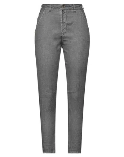 Manila Grace Woman Pants Lead Size 2 Linen In Grey