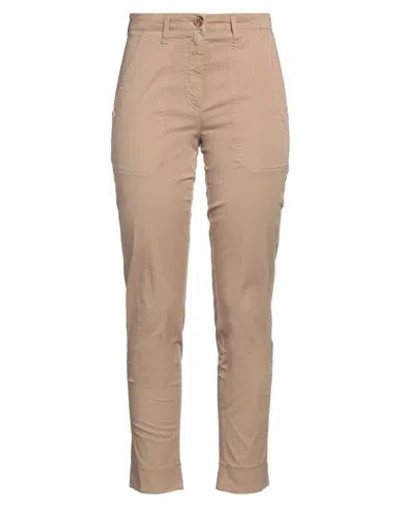 Manila Grace Woman Pants Light Brown Size 4 Cotton, Elastane In Beige
