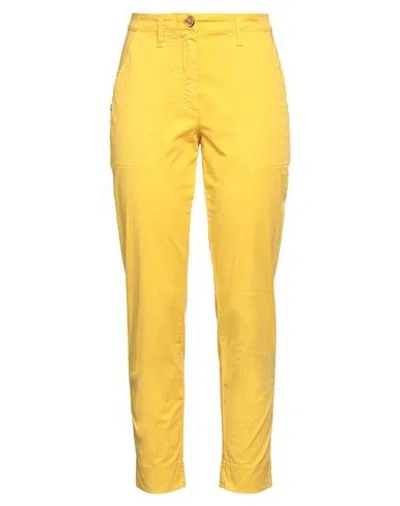 Manila Grace Woman Pants Marigold Size 6 Cotton, Elastane In Yellow