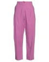 Manila Grace Woman Pants Mauve Size 10 Cotton In Purple