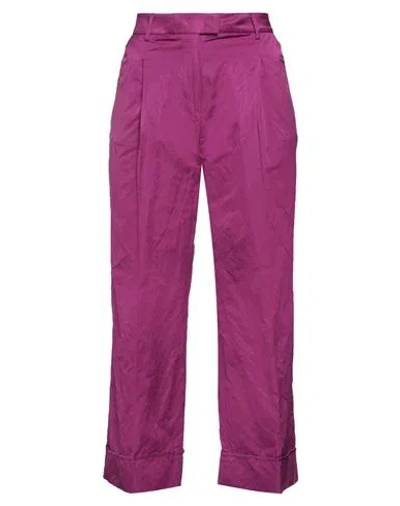 Manila Grace Woman Pants Mauve Size 10 Polyester, Metallic Fiber In Purple