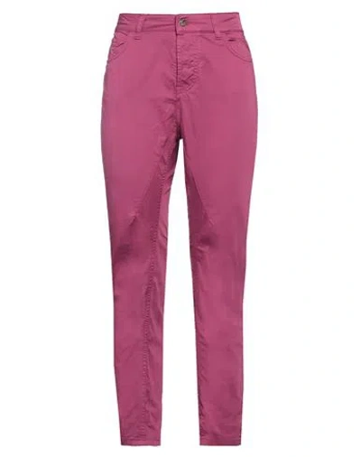 Manila Grace Woman Pants Mauve Size 27 Cotton, Elastane In Purple