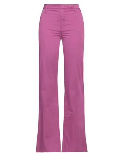 Manila Grace Woman Pants Mauve Size 6 Cotton, Elastane In Purple