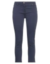 Manila Grace Woman Pants Navy Size 28 Cotton, Elastane In Navy Blue