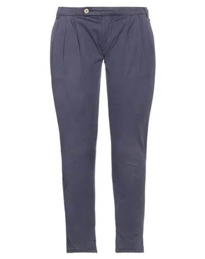 Manila Grace Woman Pants Navy Size 31 Cotton, Elastane In Navy Blue