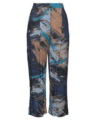 Manila Grace Woman Pants Navy Size 4 Viscose In Navy Blue