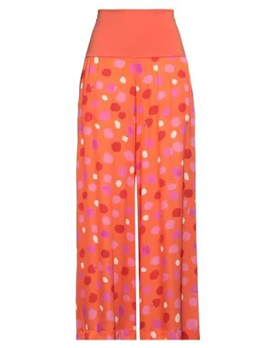 Manila Grace Woman Pants Orange Size 12 Viscose, Cotton, Elastane