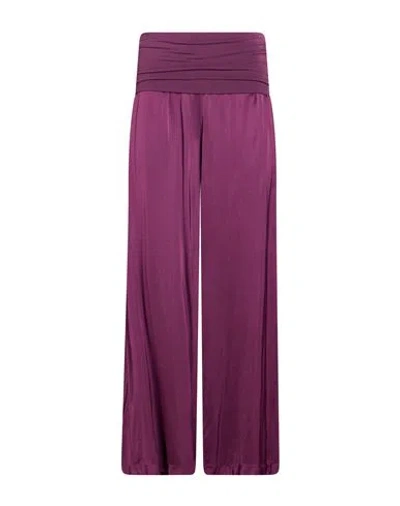 Manila Grace Woman Pants Plum Size 6 Viscose In Transparent