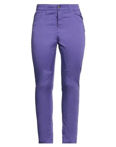 Manila Grace Woman Pants Purple Size 25 Cotton, Elastane