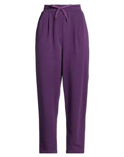 Manila Grace Woman Pants Purple Size L Cotton In Multi