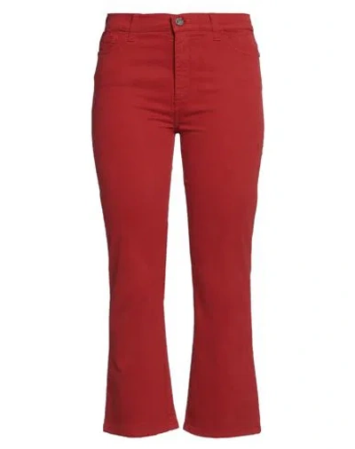 Manila Grace Woman Pants Red Size 25 Cotton, Elastane In Red