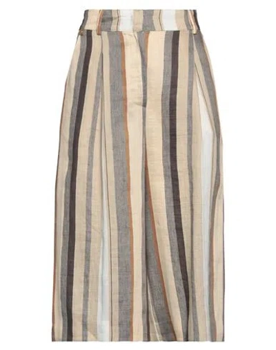 Manila Grace Woman Pants Sand Size 4 Linen, Polyamide In Beige