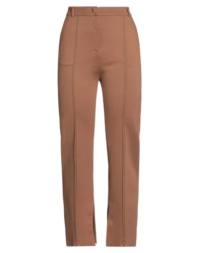 Manila Grace Woman Pants Tan Size 10 Viscose, Polyamide, Elastane In Brown