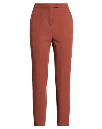 Manila Grace Woman Pants Tan Size 12 Polyester, Elastane In Burgundy