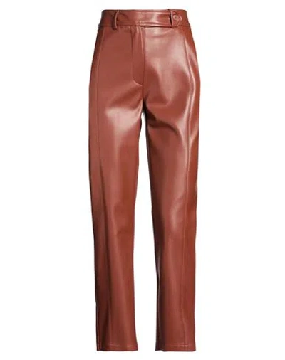 Manila Grace Woman Pants Tan Size 2 Polyester, Polyurethane In Brown