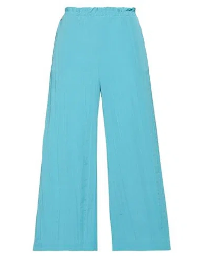 Manila Grace Woman Pants Turquoise Size 6 Cotton, Polyester In Blue