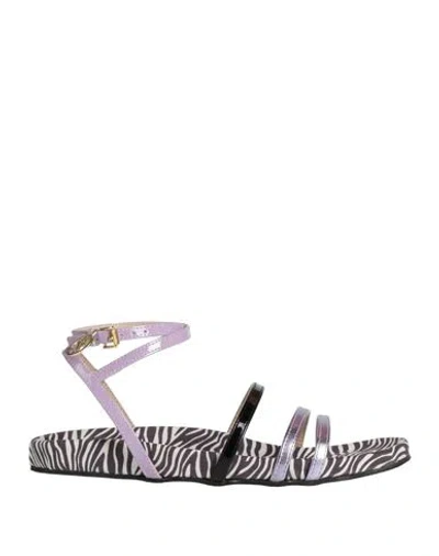 Manila Grace Woman Sandals Lilac Size 8 Textile Fibers In Purple