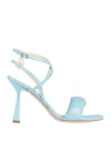 Manila Grace Woman Sandals Sky Blue Size 8 Textile Fibers In Blue