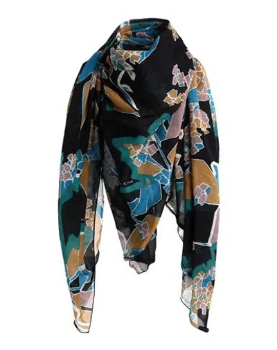 Manila Grace Woman Scarf Black Size - Cotton, Silk