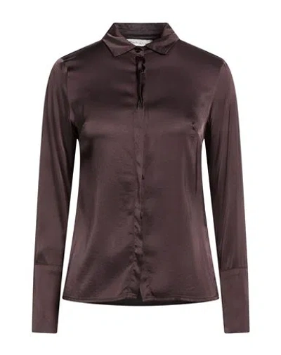 Manila Grace Woman Shirt Chocolate Brown Size 10 Viscose, Elastane In Burgundy