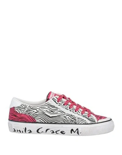 Manila Grace Woman Sneakers Magenta Size 7 Leather, Textile Fibers