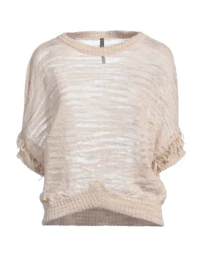 Manila Grace Woman Sweater Beige Size M Linen, Polyester In Beige
