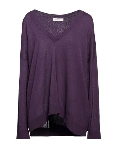 Manila Grace Woman Sweater Dark Purple Size M Acrylic, Wool, Viscose