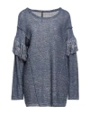 Manila Grace Woman Sweater Slate Blue Size M Viscose, Polyester, Polyamide In Blue