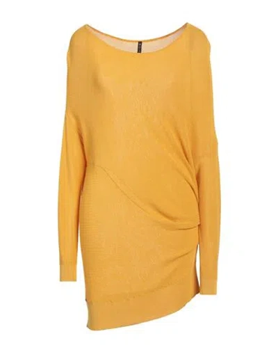 Manila Grace Woman Sweater Yellow Size L Viscose, Polyamide In Orange