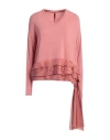 Manila Grace Woman T-shirt Antique Rose Size M Modal, Wool, Elastane, Silk In Pink