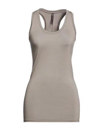Manila Grace Woman Tank Top Khaki Size 2 Viscose, Elastane In Gray