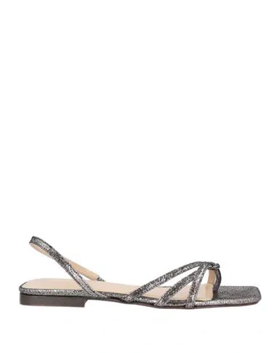 Manila Grace Woman Toe Strap Sandals Steel Grey Size 11 Ovine Leather