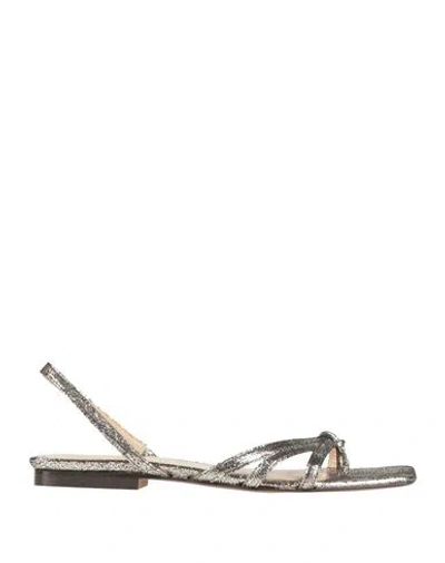 Manila Grace Woman Thong Sandal Platinum Size 9 Leather In Grey