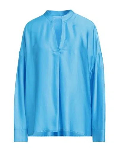 Manila Grace Woman Top Azure Size 4 Viscose In Blue