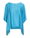 Manila Grace Woman Top Azure Size 8 Viscose In Blue