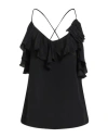 Manila Grace Woman Top Black Size 8 Acetate, Silk