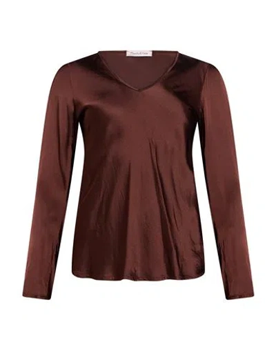 Manila Grace Woman Top Brown Size 2 Viscose, Elastane