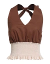 Manila Grace Woman Top Brown Size 4 Cotton