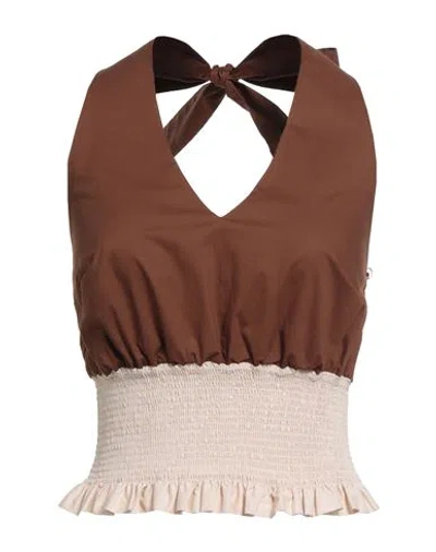 Manila Grace Woman Top Brown Size 4 Cotton
