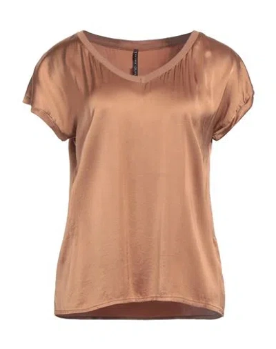 Manila Grace Woman Top Camel Size 10 Viscose, Elastane In Beige