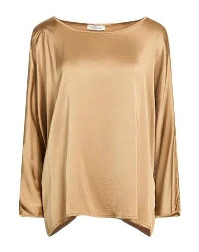Manila Grace Woman Top Camel Size 6 Viscose, Elastane In Gold