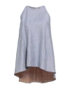 Manila Grace Woman Top Light Blue Size 6 Linen, Viscose, Polyamide In Blue