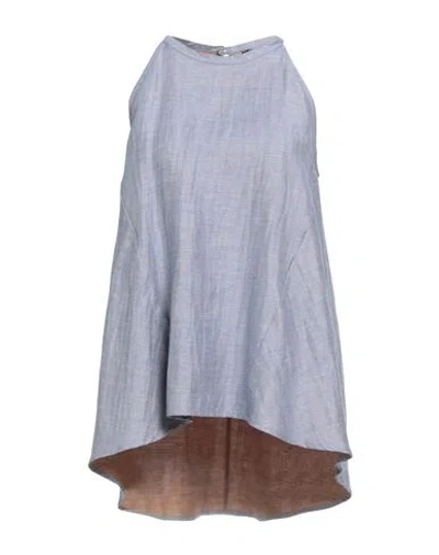 Manila Grace Woman Top Light Blue Size 6 Linen, Viscose, Polyamide