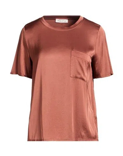 Manila Grace Woman Top Light Brown Size 6 Viscose, Elastane
