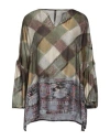 Manila Grace Woman Blouse Military Green Size 12 Viscose In Green