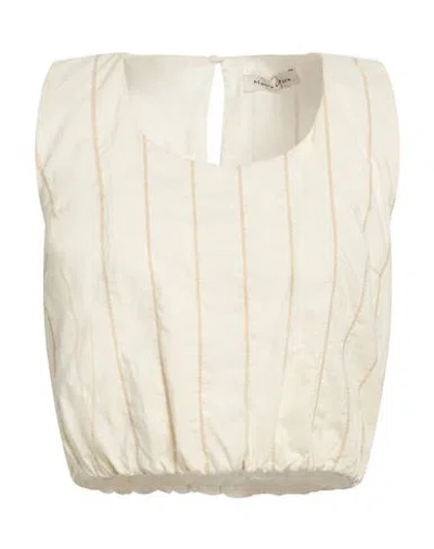 Manila Grace Woman Top Off White Size 10 Cotton, Elastane In Neutral