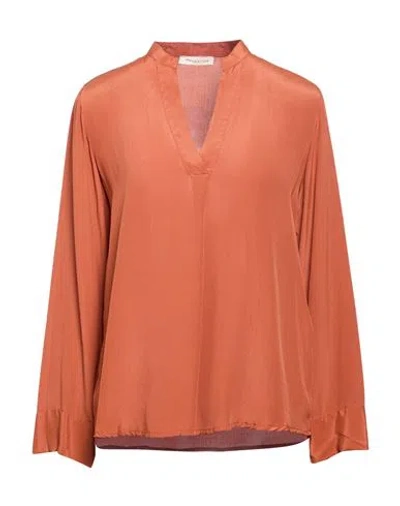 Manila Grace Woman Top Rust Size 4 Viscose, Silk In Red