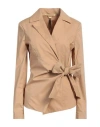 Manila Grace Woman Top Sand Size 6 Cotton In Beige