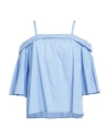 Manila Grace Woman Top Sky Blue Size 4 Cotton, Nylon, Elastane In Blue